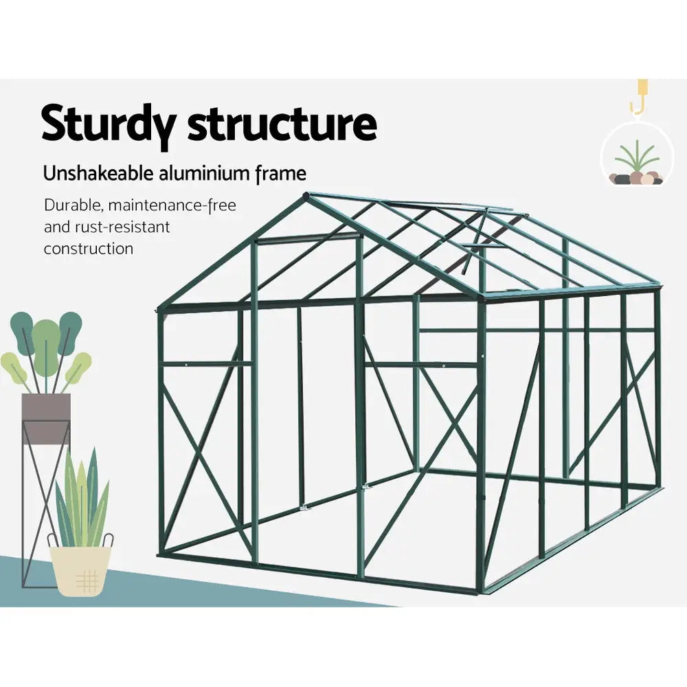 Greenfingers Greenhouse 2.52x1.9x1.83M Aluminium Polycarbonate Green House Garden Shed - Home & Garden > Green Houses