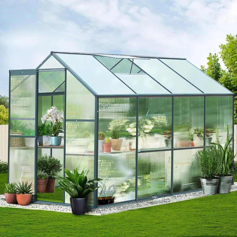 Greenfingers Greenhouse 2.52x1.9x1.83M Aluminium Polycarbonate Green House Garden Shed - Home & Garden > Green Houses