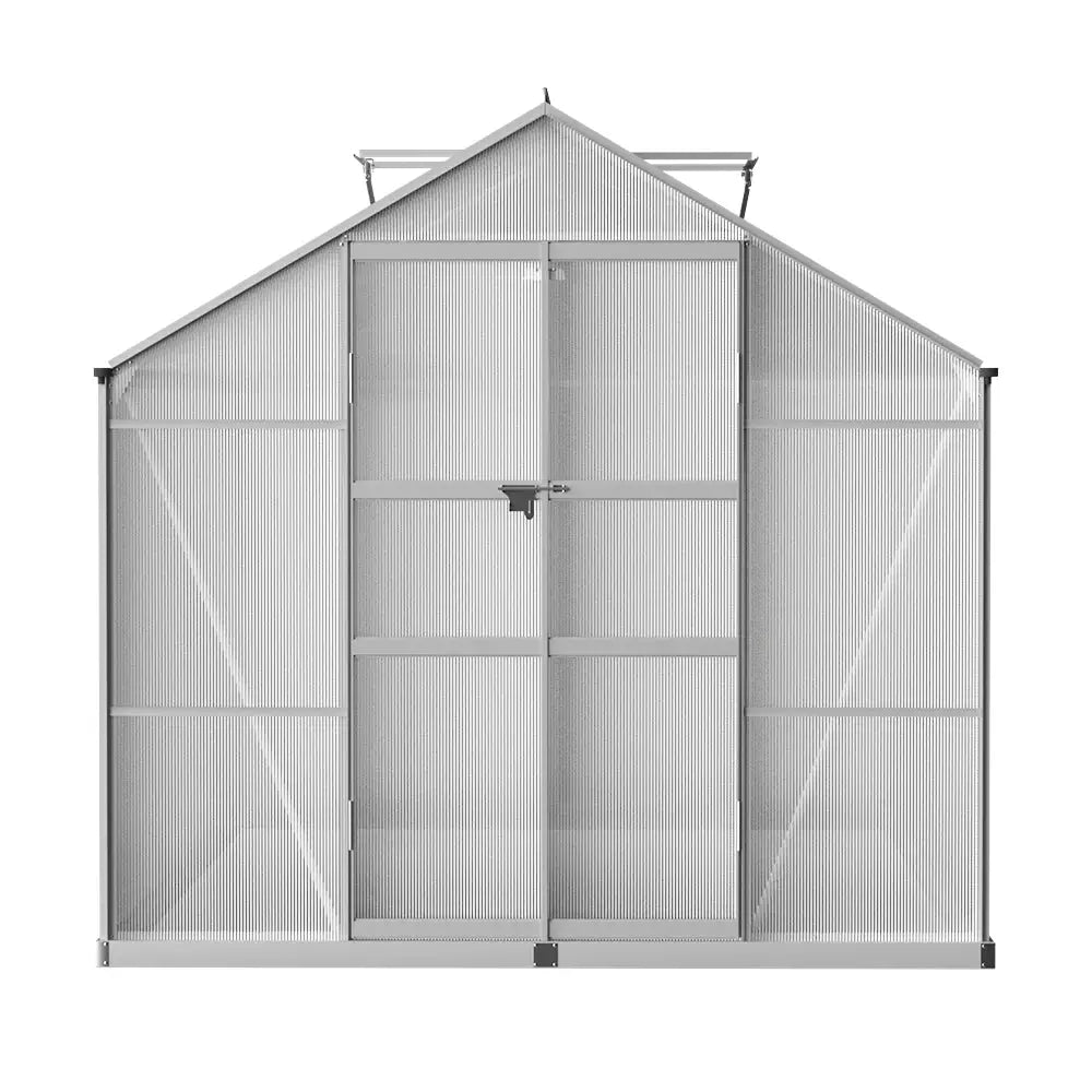 Greenfingers Greenhouse 3.7x2.5x2.26M Double Doors Aluminium Green House Garden Shed - Home & Garden > Green Houses