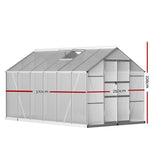 Greenfingers Greenhouse 3.7x2.5x2.26M Double Doors Aluminium Green House Garden Shed - Home & Garden > Green Houses