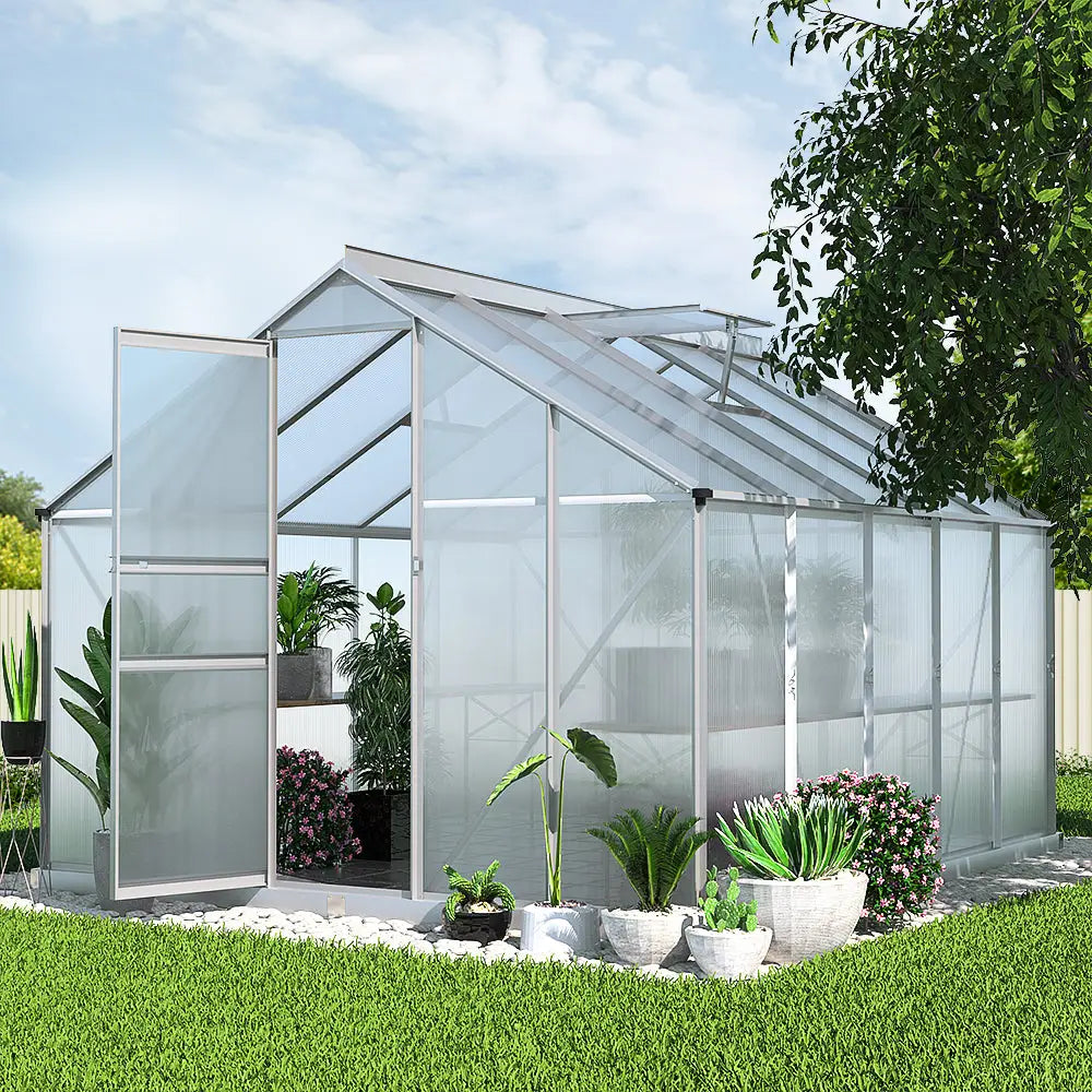 Greenfingers Greenhouse 3x2.5x1.95M Aluminium Polycarbonate Green House Garden Shed - Home & Garden > Green Houses