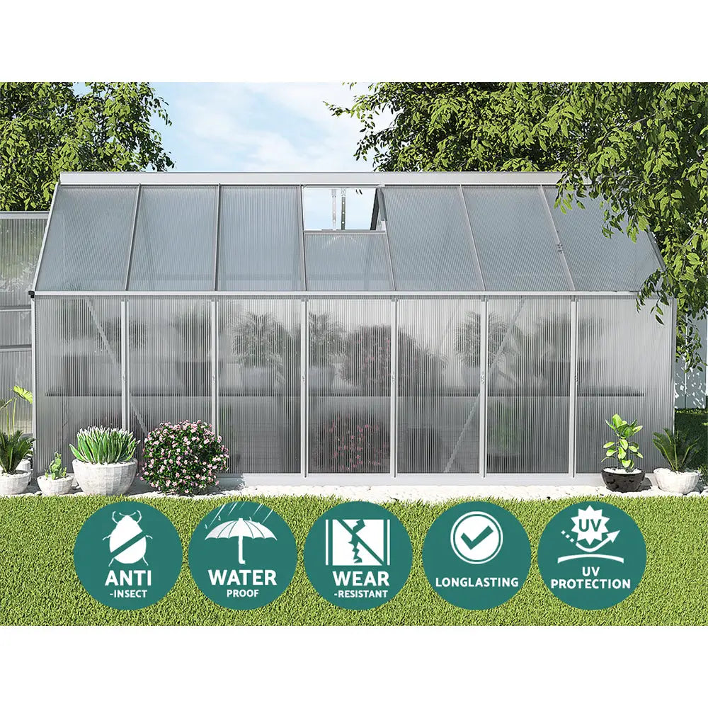 Greenfingers Greenhouse 4.2x2.5x1.95M Aluminium Polycarbonate Green House Garden Shed - Home & Garden > Green Houses