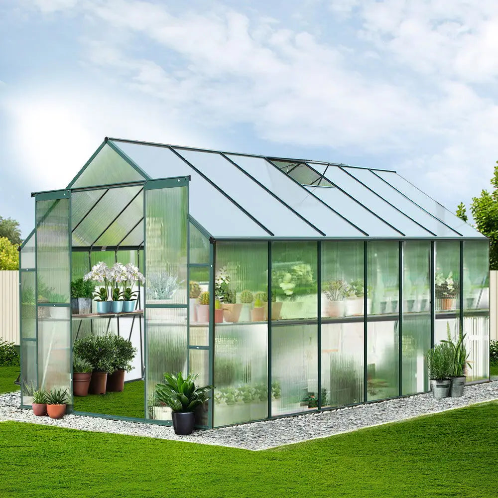 Greenfingers Greenhouse 4.43x2.44x2.15M Aluminium Polycarbonate Green House Garden Shed - Home & Garden > Green Houses