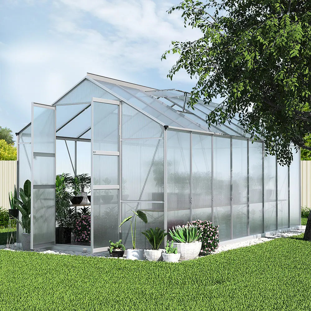 Greenfingers Greenhouse 4.7x2.5x2.26M Double Doors Aluminium Green House Garden Shed - Home & Garden > Green Houses