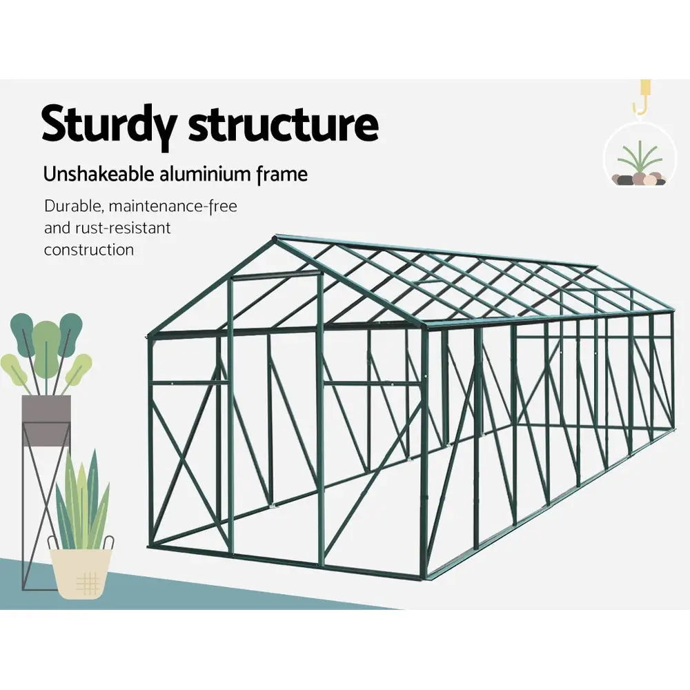 Greenfingers Greenhouse 5.1x2.44x2.1M Aluminium Polycarbonate Green House Garden Shed - Home & Garden > Green Houses