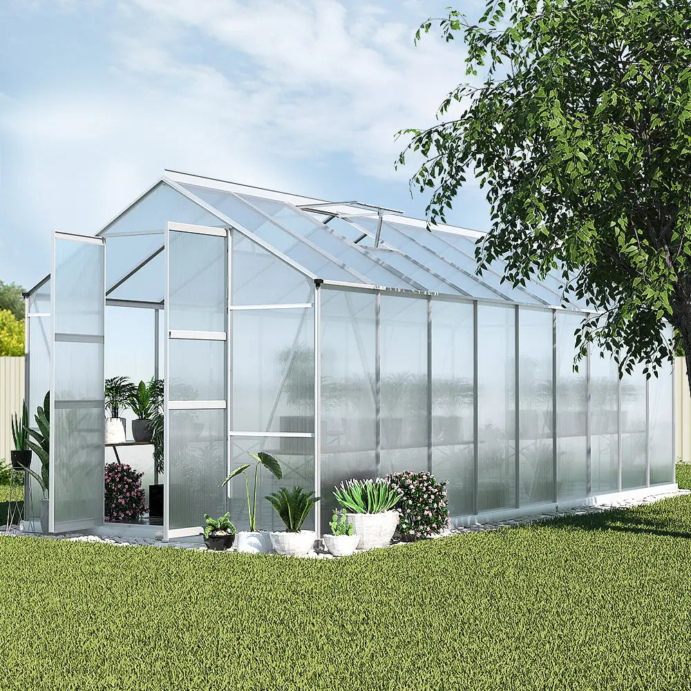 Greenfingers Greenhouse 5.1x2.5x2.26M Double Doors Aluminium Green House Garden Shed - Home & Garden > Green Houses