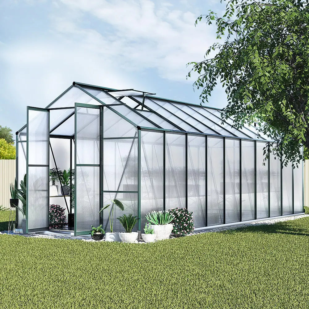 Greenfingers Greenhouse 6.3x2.44x2.1M Aluminium Polycarbonate Green House Garden Shed - Home & Garden > Green Houses