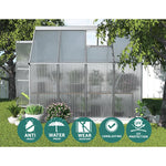 Greenfingers Greenhouse Aluminium Green House Polycarbonate Garden Shed 2.4x1.9M - Home & Garden > Green Houses