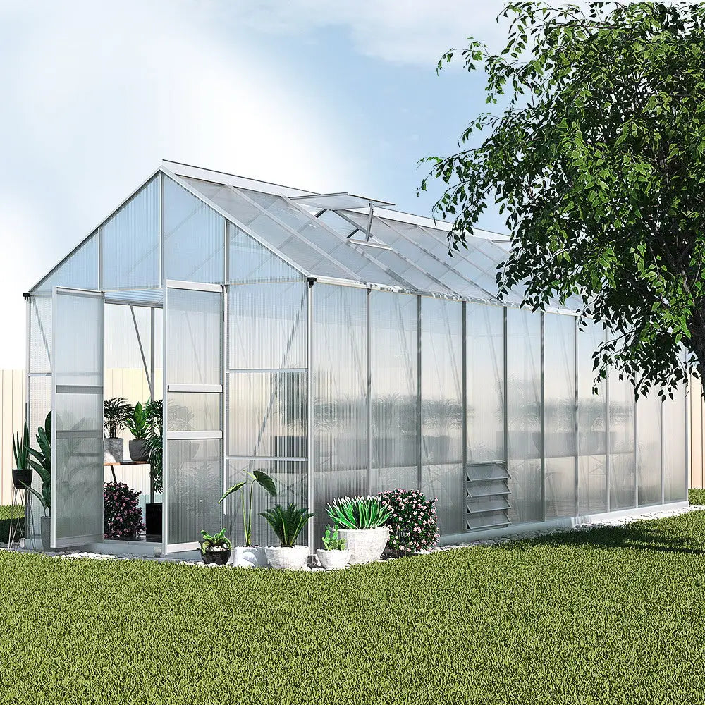 Greenfingers Greenhouse Aluminium Large Green House Garden Shed 6X2.4M - Home & Garden > Green Houses