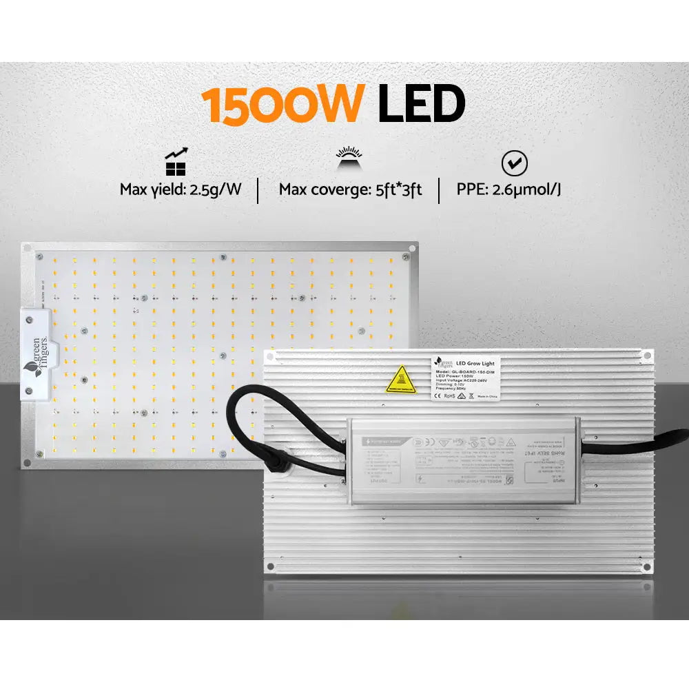 Greenfingers Max 1500W Grow Light LED Full Spectrum Indoor Plant All Stage Growth - Home & Garden > Green Houses
