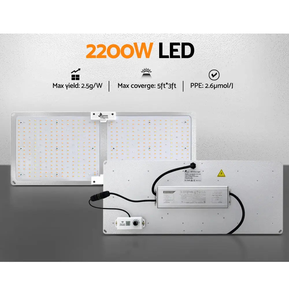 Greenfingers Max 2200W Grow Light LED Full Spectrum Indoor Plant All Stage Growth - Home & Garden > Green Houses
