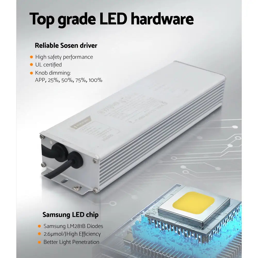 Greenfingers Max 2200W Grow Light LED Full Spectrum Indoor Plant All Stage Growth - Home & Garden > Green Houses