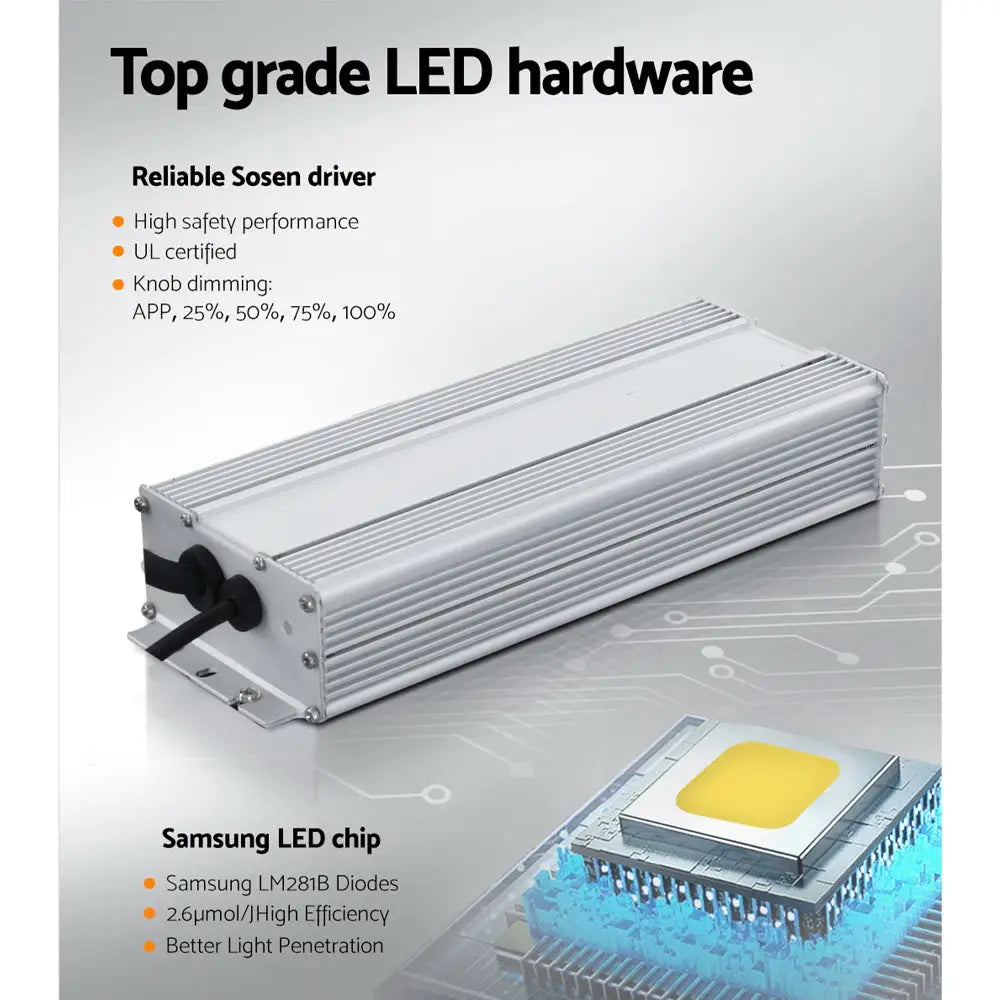 Greenfingers Max 3000W Grow Light LED Full Spectrum Indoor Plant All Stage Growth - Home & Garden > Green Houses