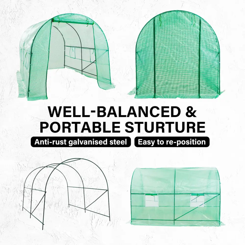 Greenhouse Walk-In Shed 3x2x2M PE Dome Tunnel Polytunnel - Home & Garden > Green Houses