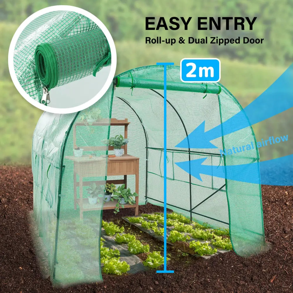 Greenhouse Walk-In Shed 3x2x2M PE Dome Tunnel Polytunnel - Home & Garden > Green Houses