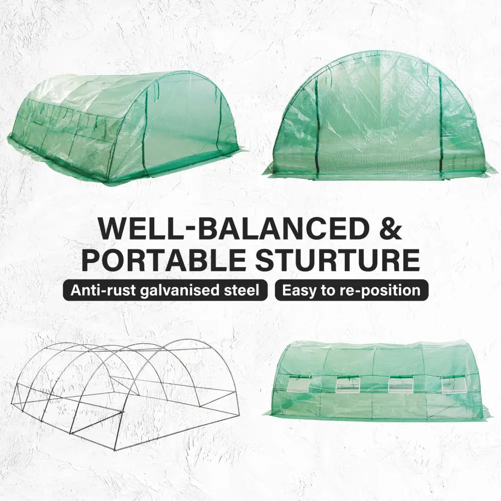 Greenhouse Walk-In Shed 4x3x2M PE Dome Hoop Tunnel Polytunnel - Home & Garden > Green Houses