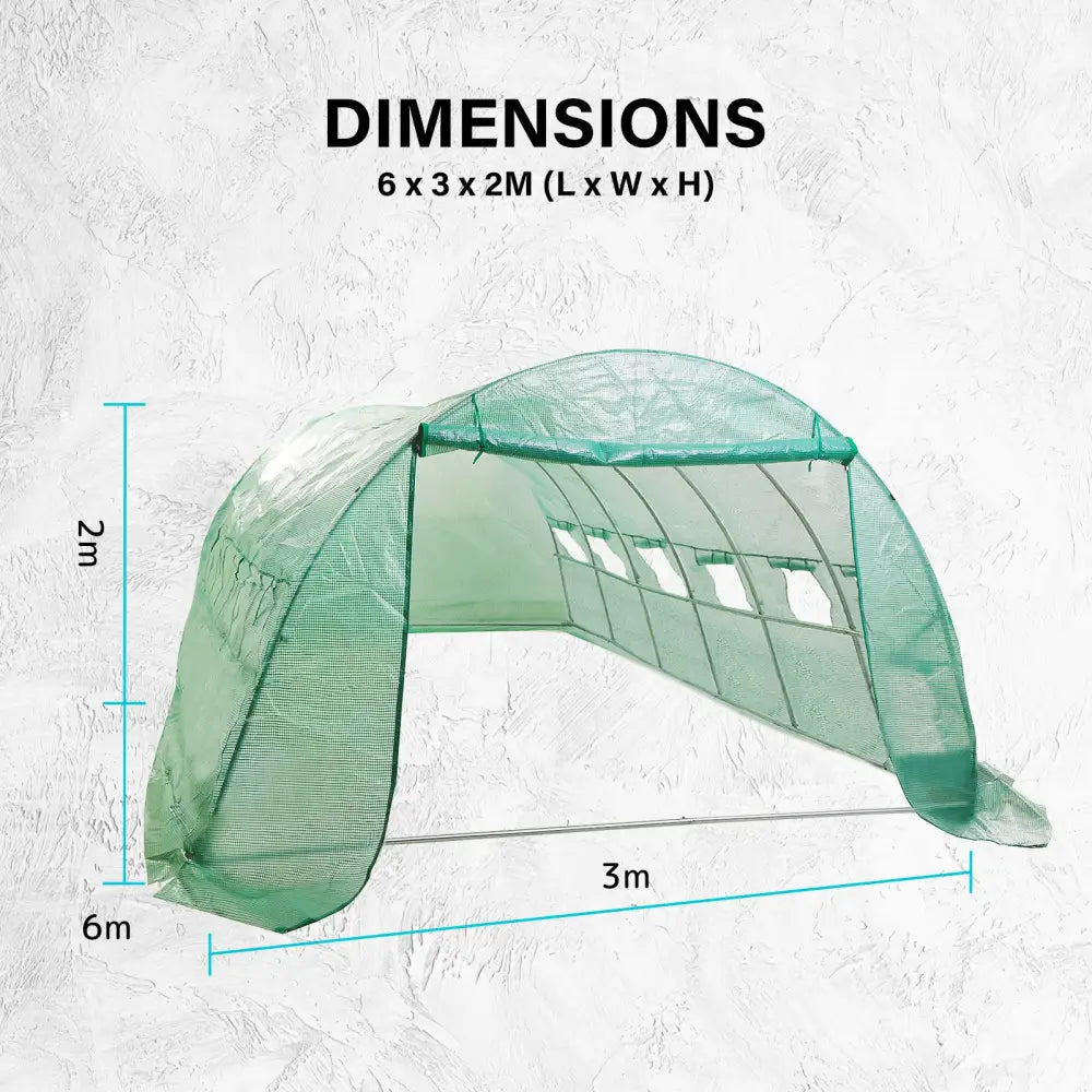 Greenhouse Walk-In Shed 6x3x2M PE Dome Hoop Tunnel Polytunnel - Home & Garden > Green Houses