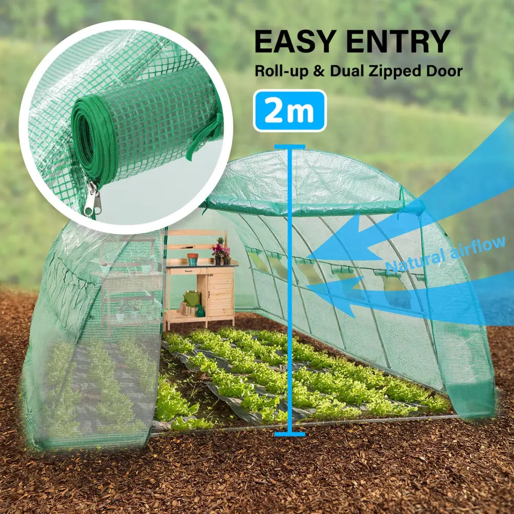 Greenhouse Walk-In Shed 6x3x2M PE Dome Hoop Tunnel Polytunnel - Home & Garden > Green Houses