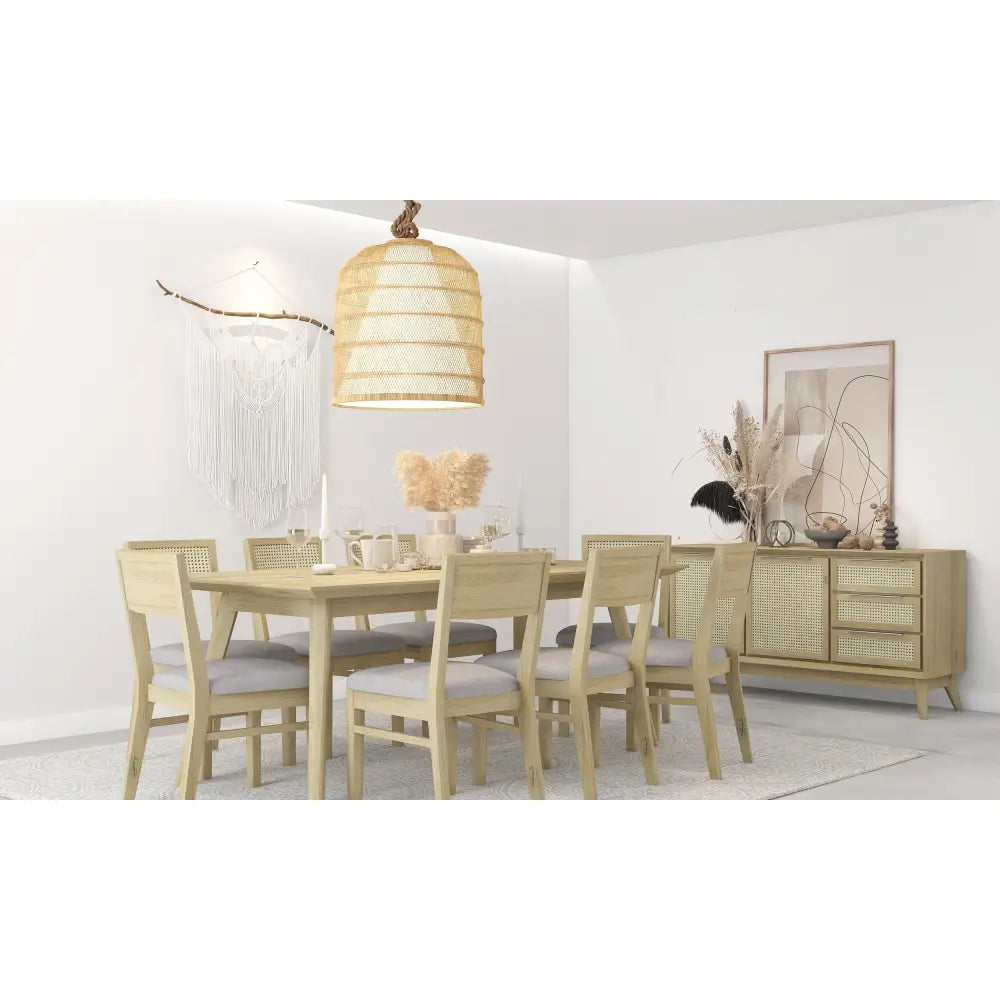 Grevillea Dining Chair Set of 2 Solid Acacia Timber Wood Rattan Furniture -Brown - Furniture > Dining