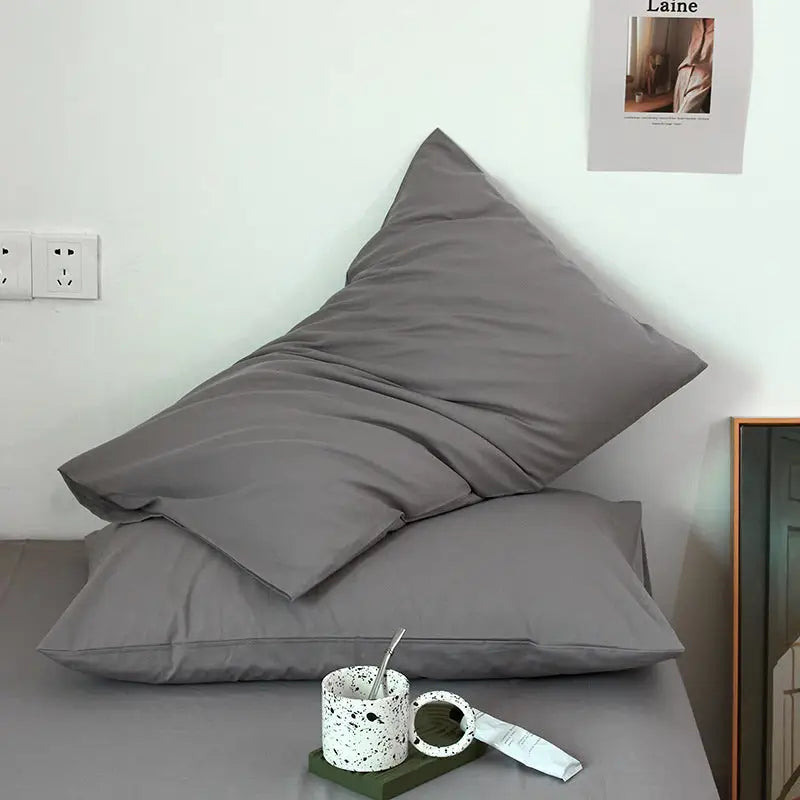 Grey 100% Cotton Pillowcase Set - Envelope Closure(without pillow core) - Home & Garden > Bedding > Pillowcases