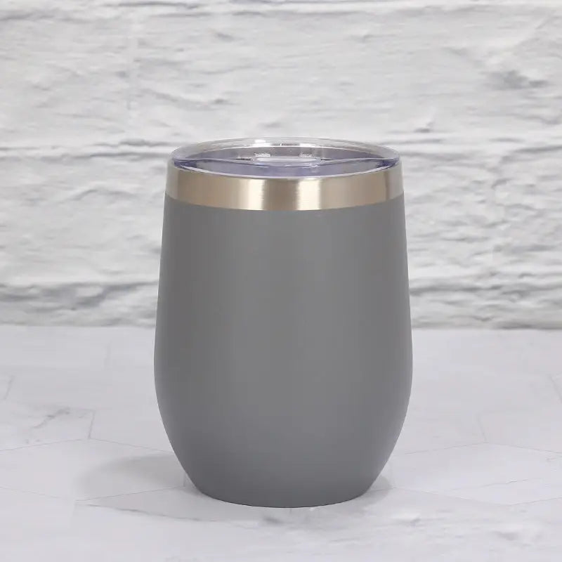 Grey 12oz Double-Wall Vacuum 304 Eggshell Cup - Mini Portable Insulated U-Shaped Cup Creative Small Beer Mug