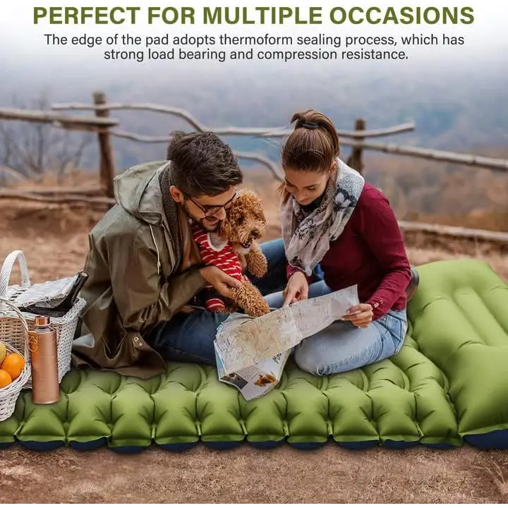Grey 190cm Ultra-Light Foot Pump Inflatable Camping Sleeping Pad - Furniture > Outdoor > Outdoor Furniture Accessories