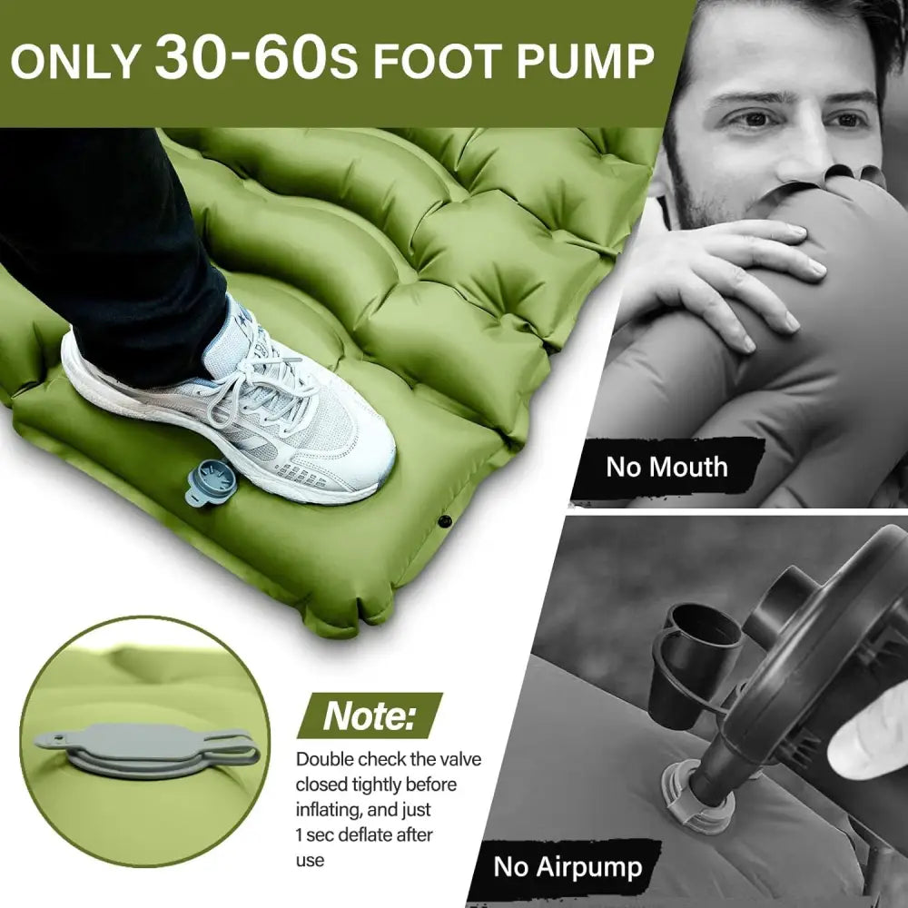 Grey 190cm Ultra-Light Foot Pump Inflatable Camping Sleeping Pad - Furniture > Outdoor > Outdoor Furniture Accessories