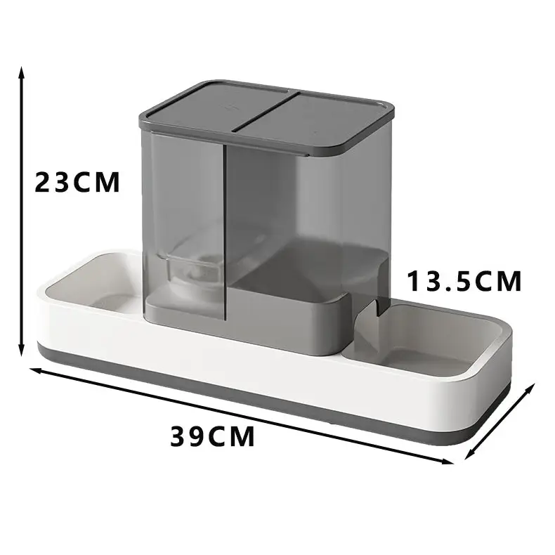 Grey 2-in-1 Automatic Pet Water and Food Dispenser - Gravity Feeder for Cats and Dogs - Pet Care > Cat Supplies > Cat