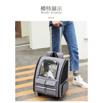 Grey 3-in-1 Pet Carrier: Rolling Backpack with Collapsible Design - Pet Care > Cat Supplies > Cat Carriers & Crates