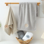 Grey 4-Pack Elegant Glod Floral Embroidered Cotton Hand Towels - Ultra Soft & Absorbent - Home & Garden > Bathroom