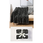 Grey and Black Luxurious Leopard Print Knit Throw Blanket - Ultra-Soft Jacquard Plush for Sofa Bed & Cozy Comfort