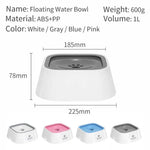 Grey Anti-Spill Floating Pet Water Bowl for Dogs and Cats - 1L Capacity Splash-Proof and Anti-Wet Mouth Design - Pet