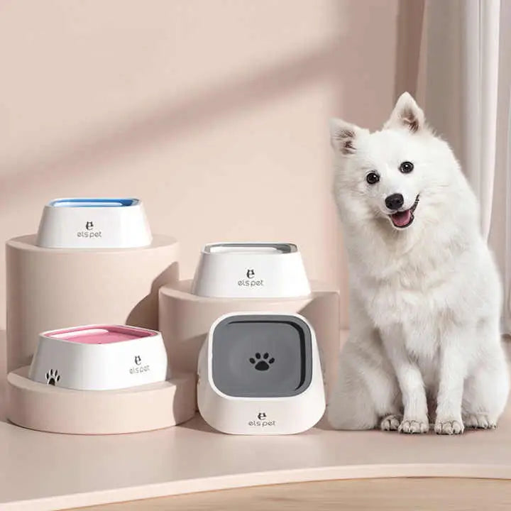 Grey Anti-Spill Floating Pet Water Bowl for Dogs and Cats - 1L Capacity Splash-Proof and Anti-Wet Mouth Design - Pet