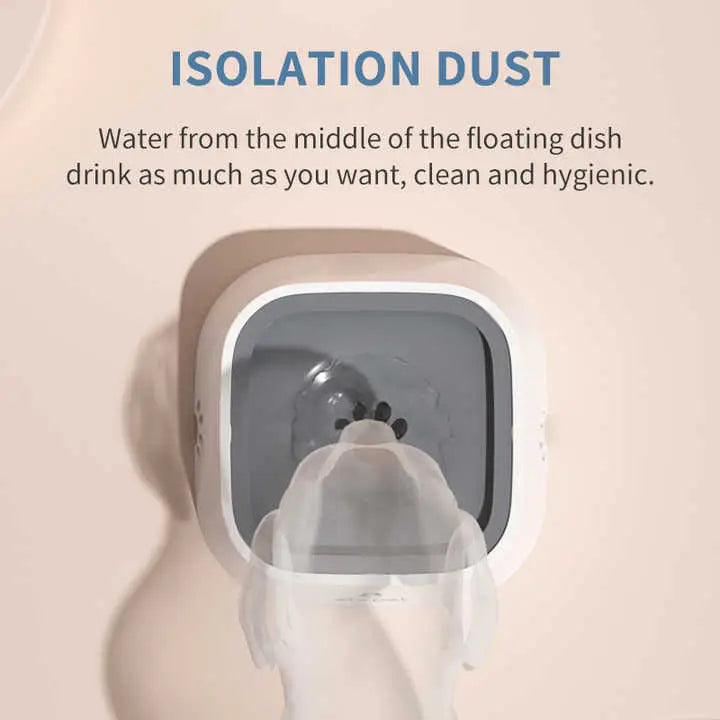 Grey Anti-Spill Floating Pet Water Bowl for Dogs and Cats - 1L Capacity Splash-Proof and Anti-Wet Mouth Design - Pet