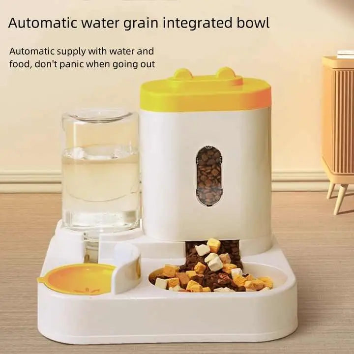 Grey Automatic Pet Feeder and Water Dispenser - Smart Dog Bowl & Cat Feeder Universal Pet Feeding Station Electric Pet