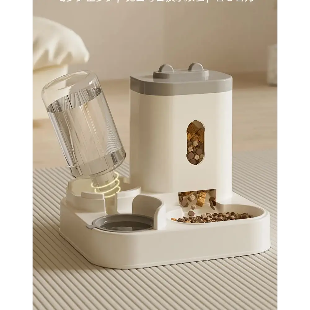 Grey Automatic Pet Feeder and Water Dispenser - Smart Dog Bowl & Cat Feeder Universal Pet Feeding Station Electric Pet