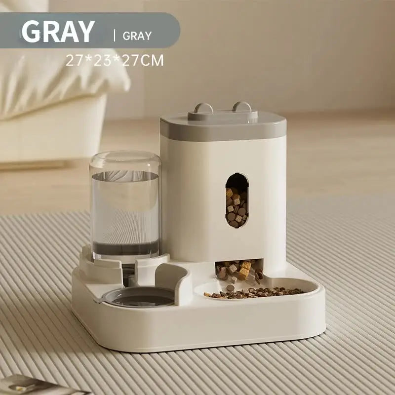 Grey Automatic Pet Feeder and Water Dispenser - Smart Dog Bowl & Cat Feeder Universal Pet Feeding Station Electric Pet