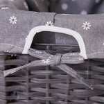 Grey Bedside Table with Wicker Basket - Furniture > Bedroom > Bedside Tables