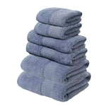 Grey Blue Luxury 6-Piece 100% Cotton Towel Set - 2 Bath Towels 2 Hand Towels 2 Face Towels - Home & Garden > Bathroom
