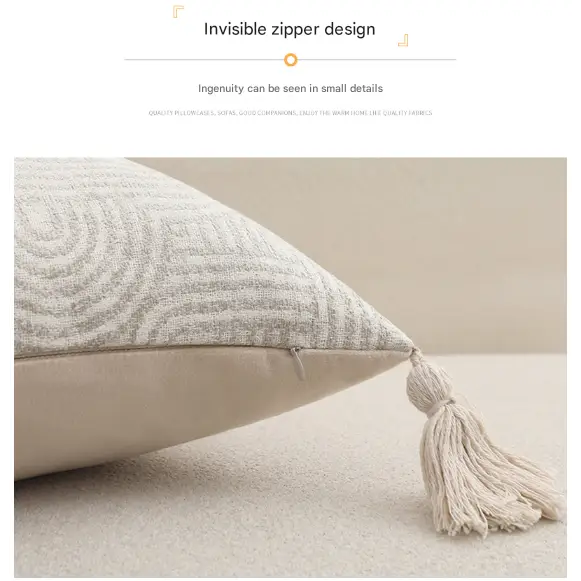 Grey Chic Geometric Jacquard Cushion Covers with Tassels - Set of 2 Plush Blend for Sofa & Bed Decor (45x45cm Insert