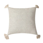 Grey Chic Geometric Jacquard Cushion Covers with Tassels - Set of 2 Plush Blend for Sofa & Bed Decor (45x45cm Insert