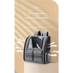 Grey Collapsible Pet Carrier Backpack with Trolley Sleeve - Pet Care > Cat Supplies > Cat Carriers & Crates