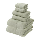 Grey Green Luxury 6-Piece 100% Cotton Towel Set - 2 Bath Towels 2 Hand Towels 2 Face Towels - Home & Garden > Bathroom