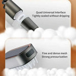 Grey Handheld Shower Head with Silicone Brush and Massage Function - High-Pressure Water Spray - Home & Garden >