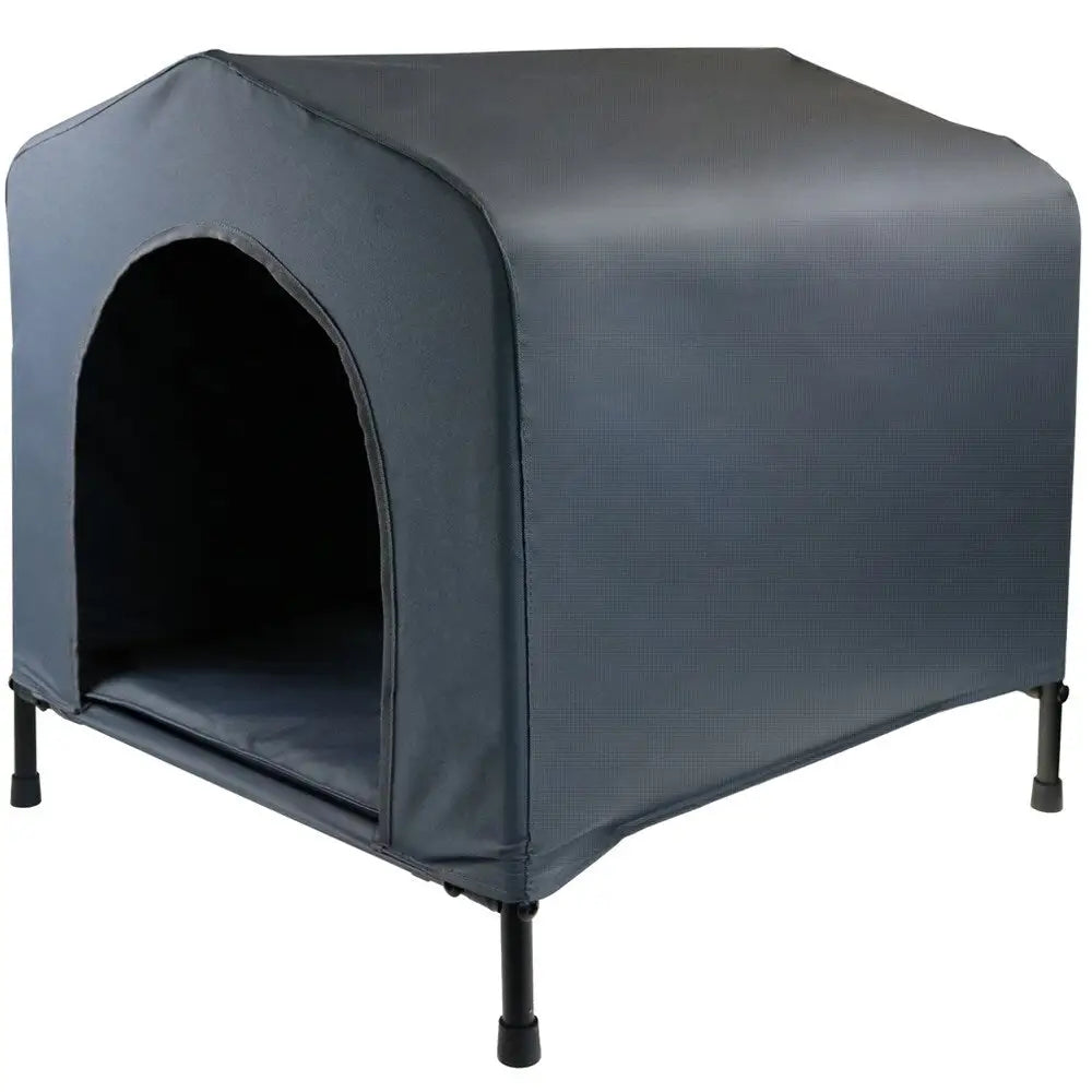 Grey L Portable Flea and Mite Resistant Dog Kennel House W Cushion - Pet Care > Dog Supplies > Dog Beds