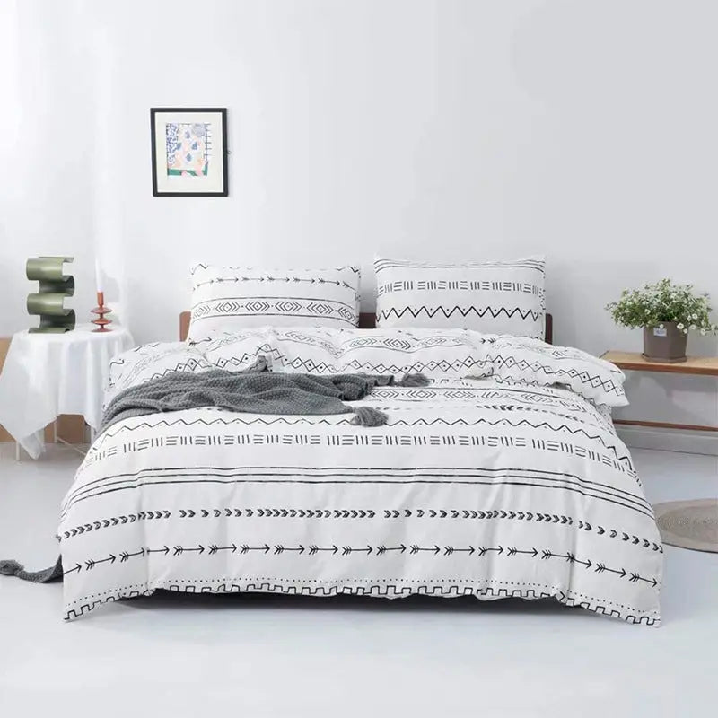 Grey Leopard Pattern 3-Piece Polyester Duvet Cover Set with 2 Pcs Pillowcases - Elegant Bedding Machine Washable
