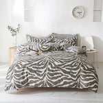 Grey Leopard Pattern 3-Piece Polyester Duvet Cover Set with 2 Pcs Pillowcases - Elegant Bedding Machine Washable