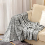 Grey Luxurious Paisley Jacquard Throw Blanket - Soft Wool Blend with Tassels 120x150cm Lightweight Sofa & Nap Blanket