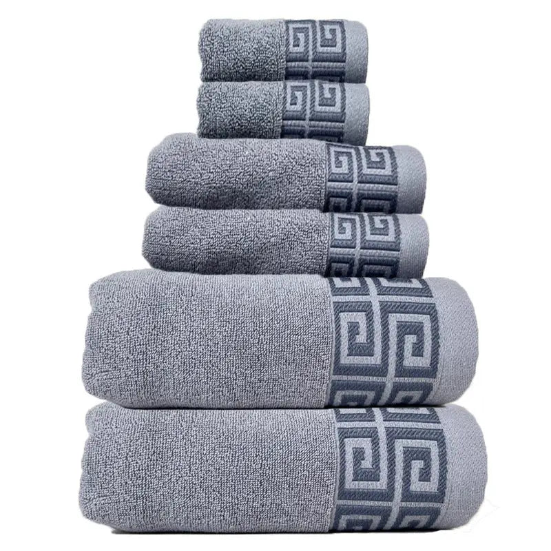 Grey Luxury Cotton Towel Set - 6-Piece Highly Absorbent Bath & Hand Towels - Home & Garden > Bathroom Accessories >