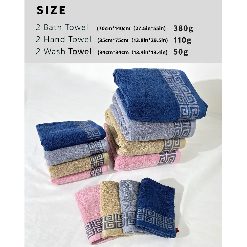 Grey Luxury Cotton Towel Set - 6-Piece Highly Absorbent Bath & Hand Towels - Home & Garden > Bathroom Accessories >